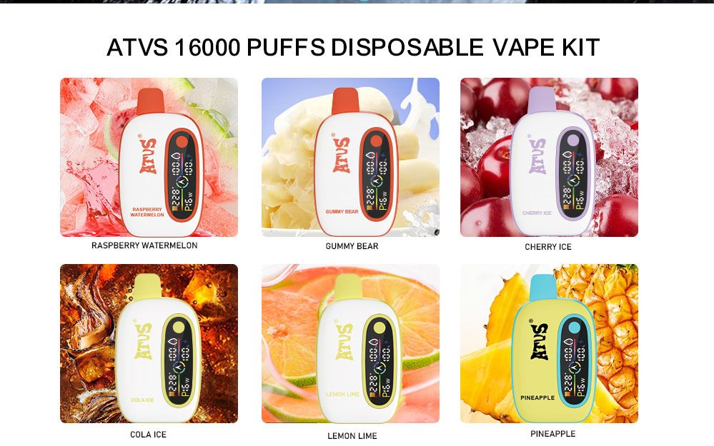 DE016 16000 Puffs Disposable Vape with LED display screen and adjustable airflow rechargeable ATVS Vape